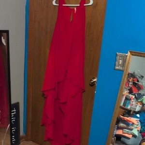 Chic High Low Red Dress